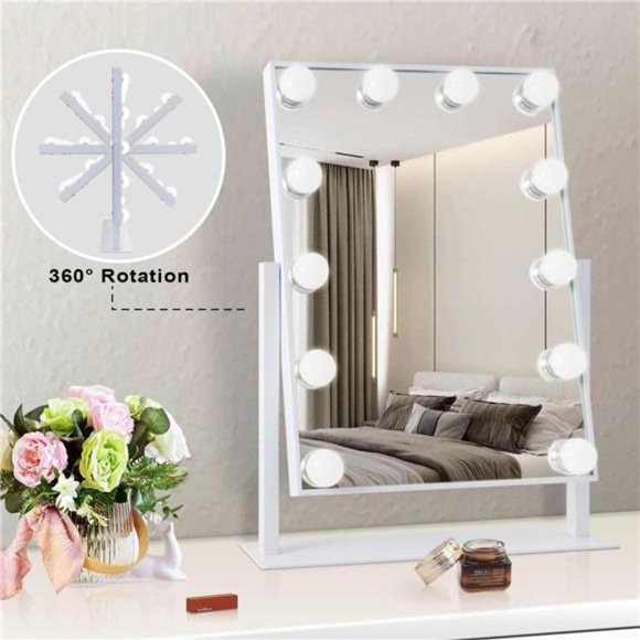 Vanity Mirror with Lights Makeup Mirror with Lights 12 Dimmable Bulbs Hollywood - Picture 4 of 5